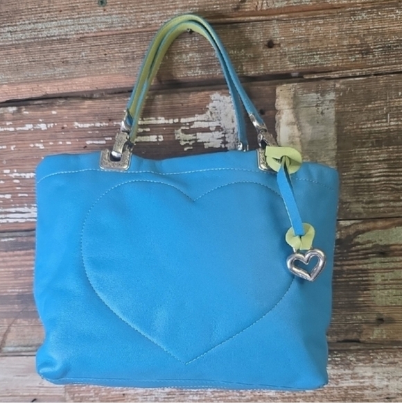 Brighton Handbags - Brighton Jodi  Blue Heart Reversible Leather Tote Shoulder Bag